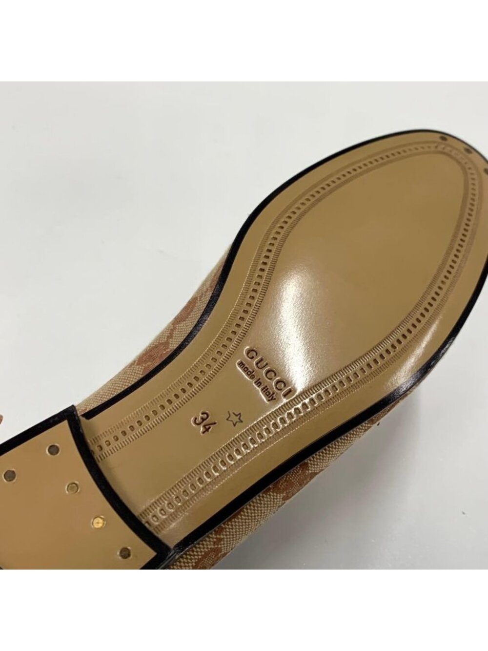 Gucci Fabric Leather Horsebit Loafers Brown - Picture 8 of 10